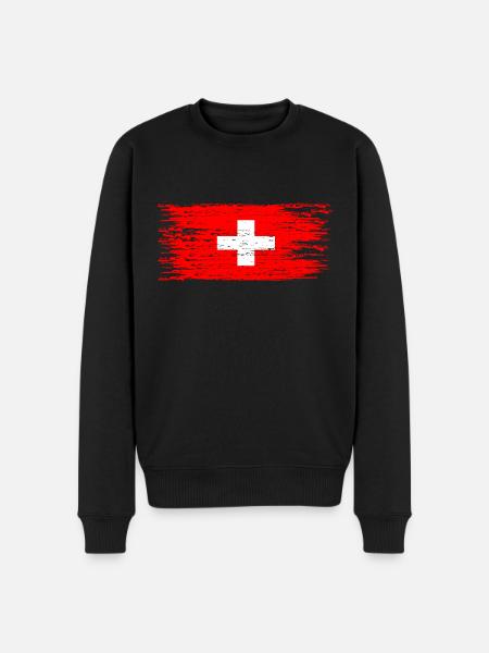 Schweiz Flagge - Männer Premium Bio Pullover - Schwarz
