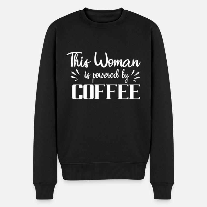 Mama mit Kaffee - Männer Premium Bio Pullover - Schwarz