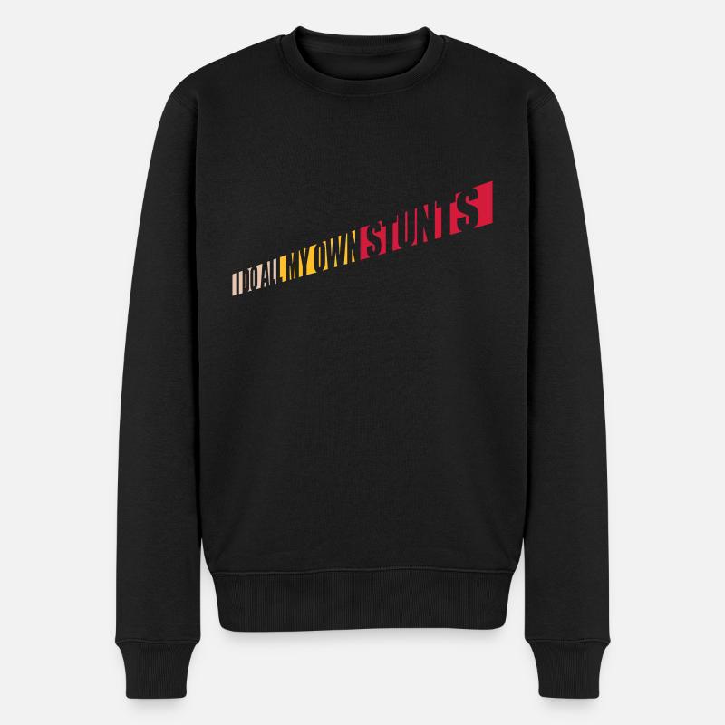 all my own stunts - Männer Premium Bio Pullover - Schwarz