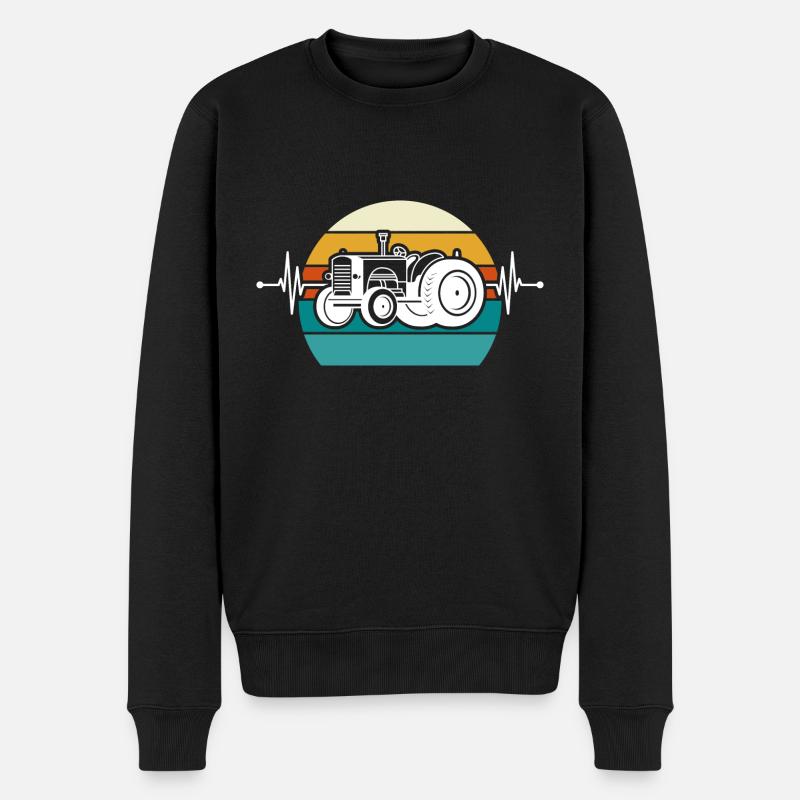 Herzschlag Trecker - Männer Premium Bio Pullover - Schwarz