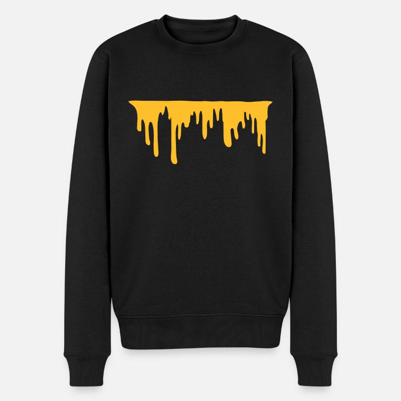 Tropfender Käse Streifen - Männer Premium Bio Pullover - Schwarz