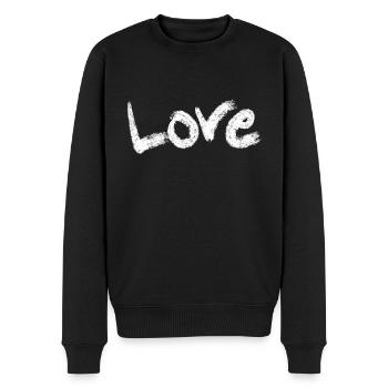 Love Texte blanc - Pull Premium bio Homme - noir - Devant - Nico (187cm)