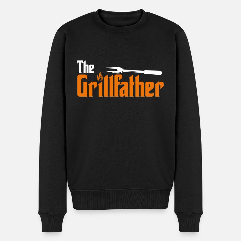 Der Grill Vater. The Grillfather - Männer Premium Bio Pullover - Schwarz
