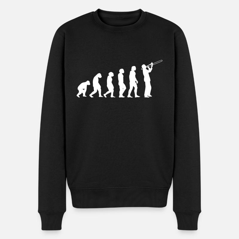 Trombone Player Evolution, Funny Trombonist - Männer Premium Bio Pullover - Schwarz