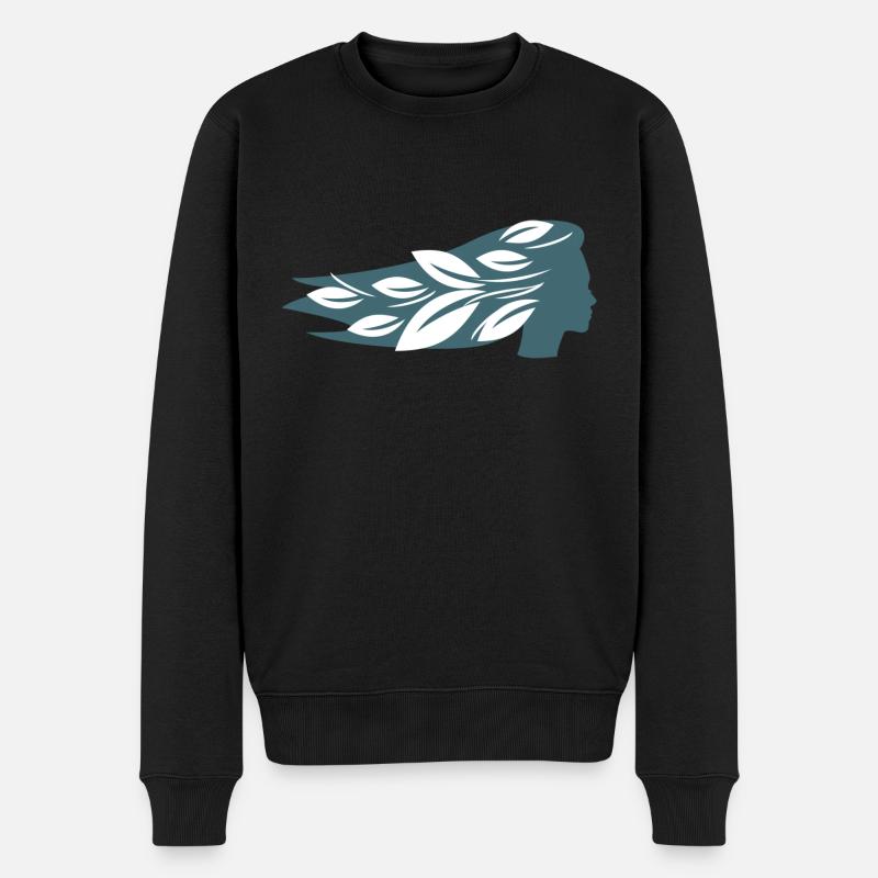 Green woman - Männer Premium Bio Pullover - Schwarz