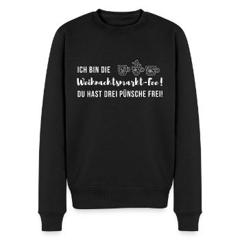Weihnachtsmarkt-Fee - du hast 3 Pünsche frei. - Männer Premium Bio Pullover - Schwarz - Vorne - Nico (187cm)