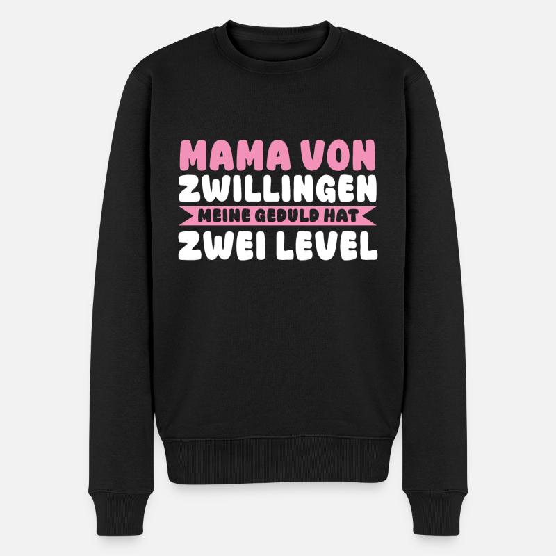 Mama Von Zwillingen - Männer Premium Bio Pullover - Schwarz