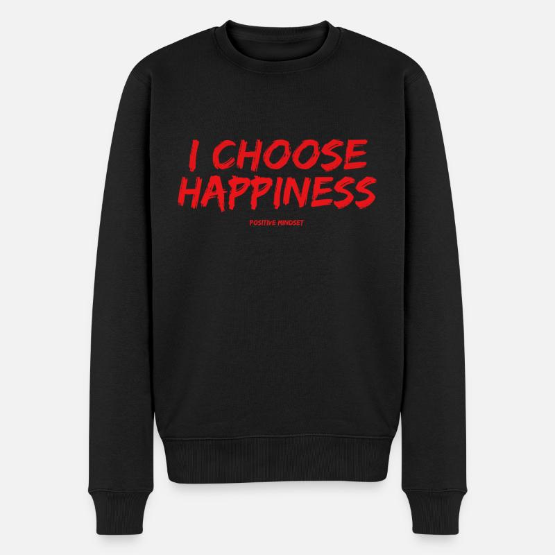 I Choose Happiness - Männer Premium Bio Pullover - Schwarz