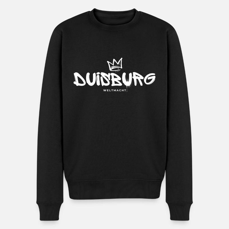 Duisburg Weltmacht - Männer Premium Bio Pullover - Schwarz