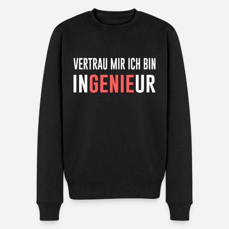 Vertrau mir ich bin Ingenieur Wortspiel Spruch - Männer Premium Bio Pullover - Schwarz