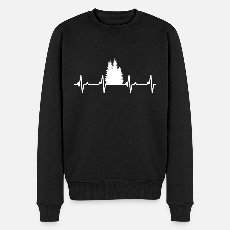 Forêt, Heartbeat, Arbre, Forestier - Pull Premium bio Homme - noir