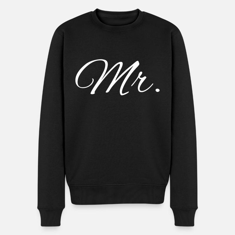 Partnershirts "Mr. & Mrs." weiß - Männer Premium Bio Pullover - Schwarz