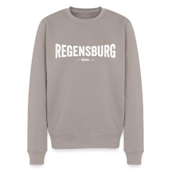 Regensburg Original - Männer Premium Bio Pullover - Taupe - Vorne - Nico (187cm)