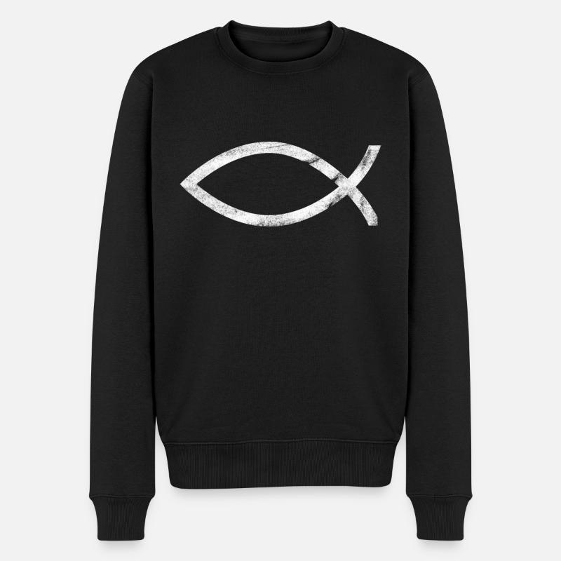 jésus poisson blanc - Pull Premium bio Homme - noir