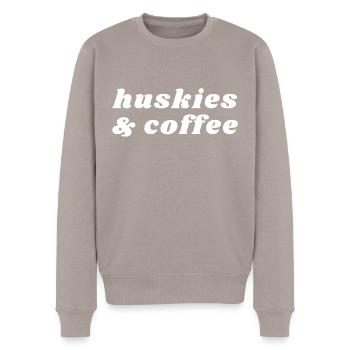 Huskies et caféine de café - Pull Premium bio Homme - taupe - Devant - Nico (187cm)