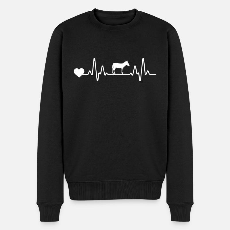 Heartbeat ECG ligne âne - Pull Premium bio Homme - noir