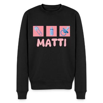 Matti als Schnuller - Männer Premium Bio Pullover - Schwarz - Vorne - Nico (187cm)