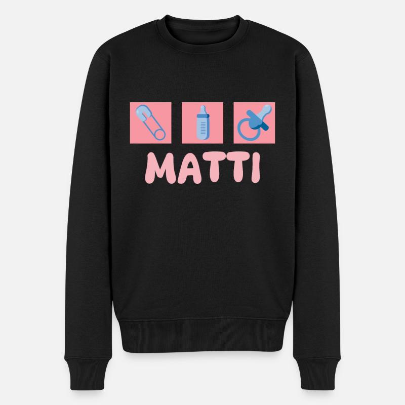 Matti als Schnuller - Männer Premium Bio Pullover - Schwarz