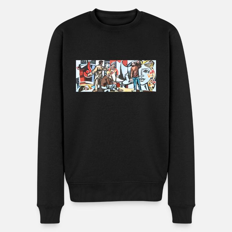 DDR Mosaik Arbeitsalltag Kunst - Männer Premium Bio Pullover - Schwarz