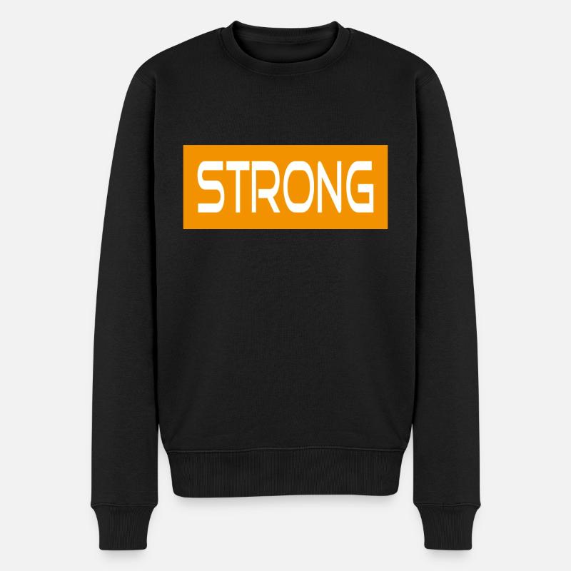 STRONG - Männer Premium Bio Pullover - Schwarz