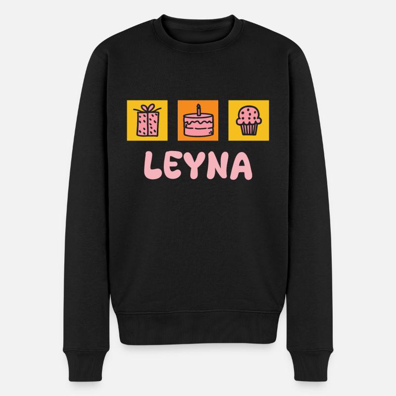 Vorname Leyna - Männer Premium Bio Pullover - Schwarz