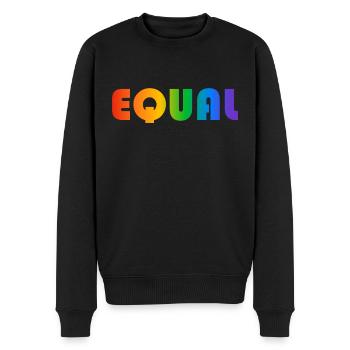 GLEICHER REGENBOGENTEXT - Männer Premium Bio Pullover - Schwarz - Vorne - Nico (187cm)