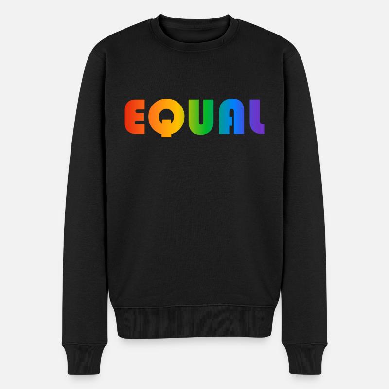 GLEICHER REGENBOGENTEXT - Männer Premium Bio Pullover - Schwarz