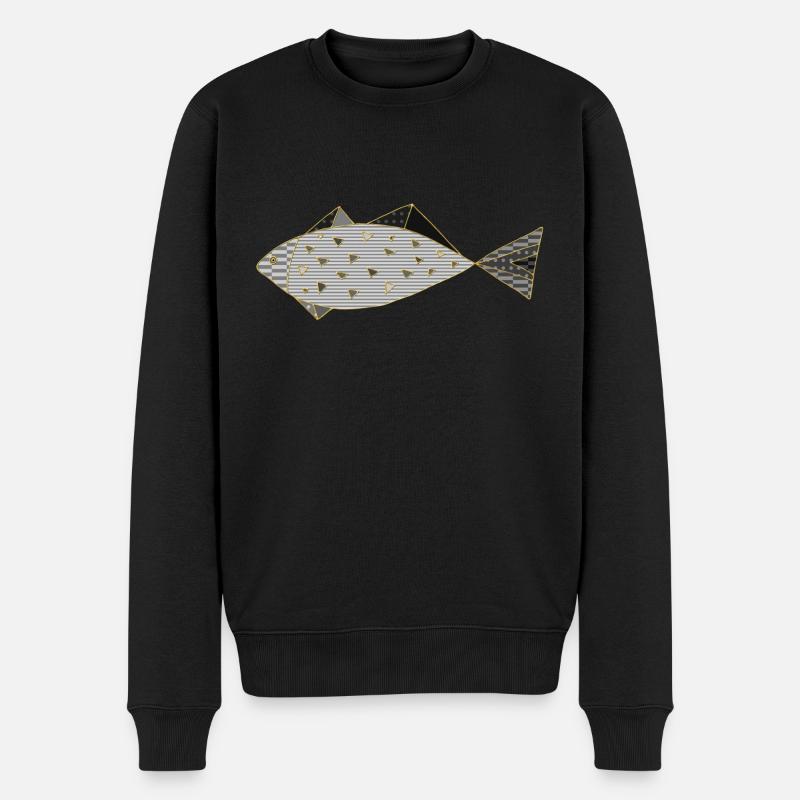 Fisch - Männer Premium Bio Pullover - Schwarz