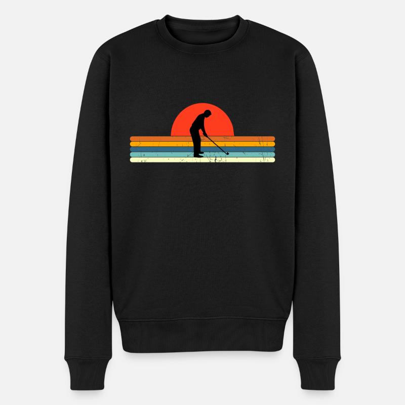 Rétro Golf Grandpa Sunset design - Pull Premium bio Homme - noir