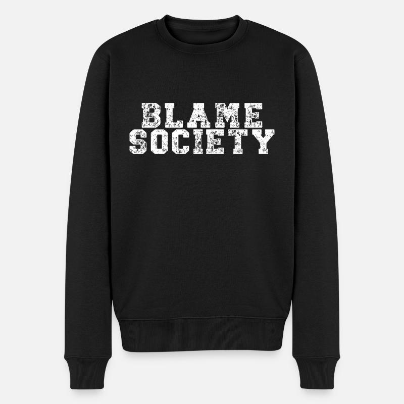 Blame Society Retro Anti-Social Statement - Pull Premium bio Homme - noir