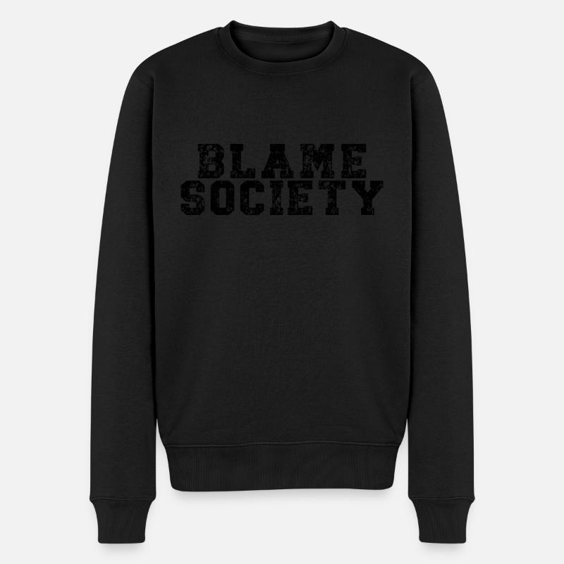 Blame Society Retro Anti-Social Statement - Pull Premium bio Homme - noir