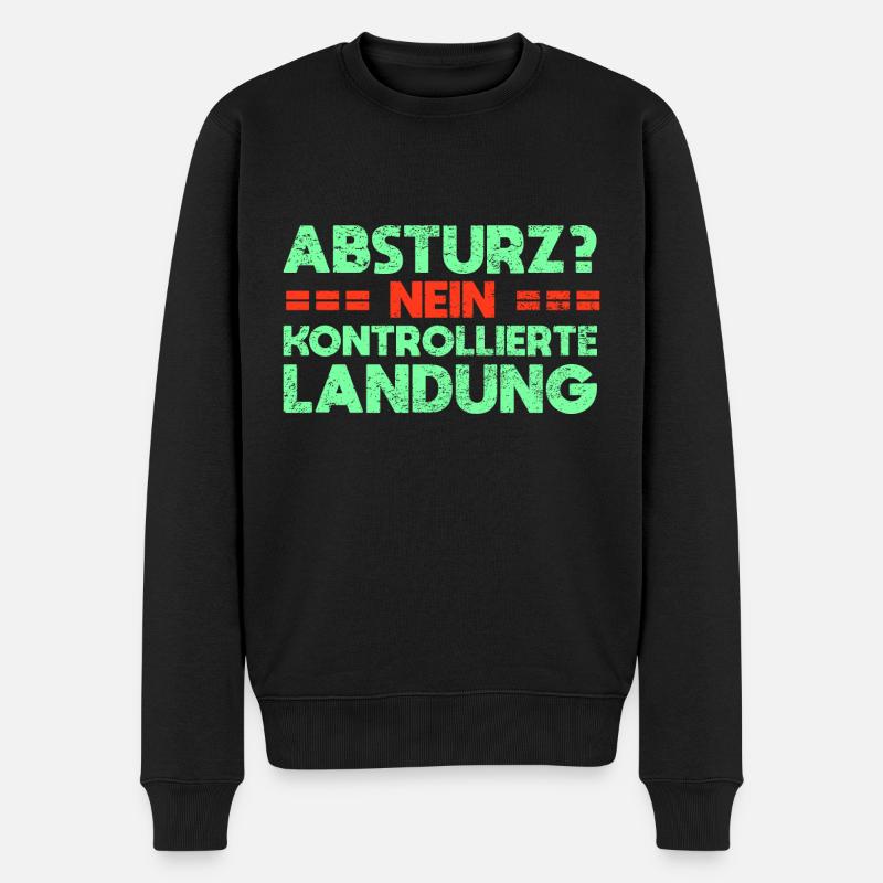 Absturz? Nein, Kontrollierte Landung - Männer Premium Bio Pullover - Schwarz