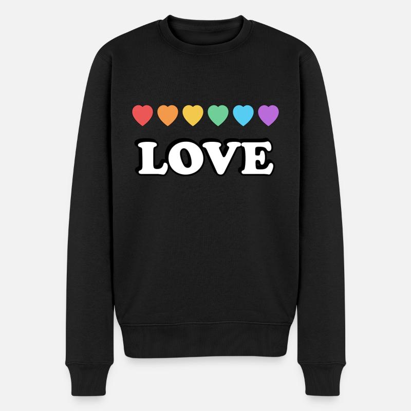 Love Rainbow Hearts - Men's Premium Organic Jumper - black