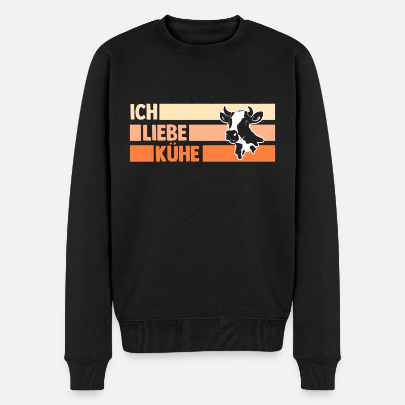 Kuh Landwirt Bauernhof Kühe - Männer Premium Bio Pullover - Schwarz