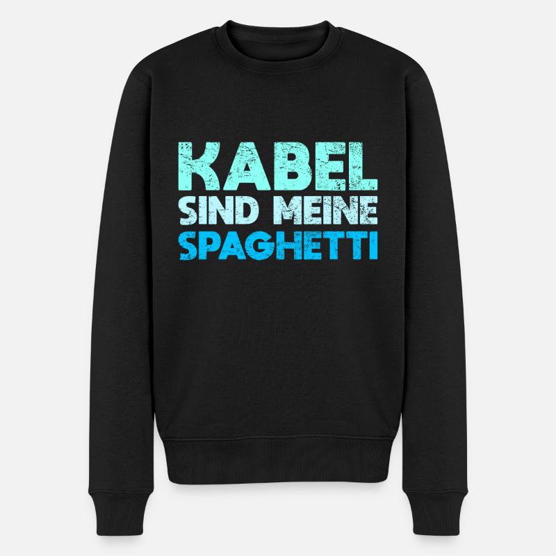 Kabel Sind Meine Spaghetti - Männer Premium Bio Pullover - Schwarz