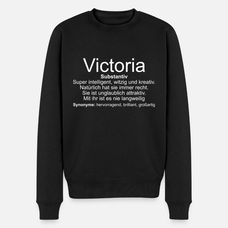 Name Definition Victoria - Männer Premium Bio Pullover - Schwarz