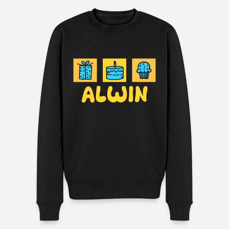 Vorname Alwin - Männer Premium Bio Pullover - Schwarz
