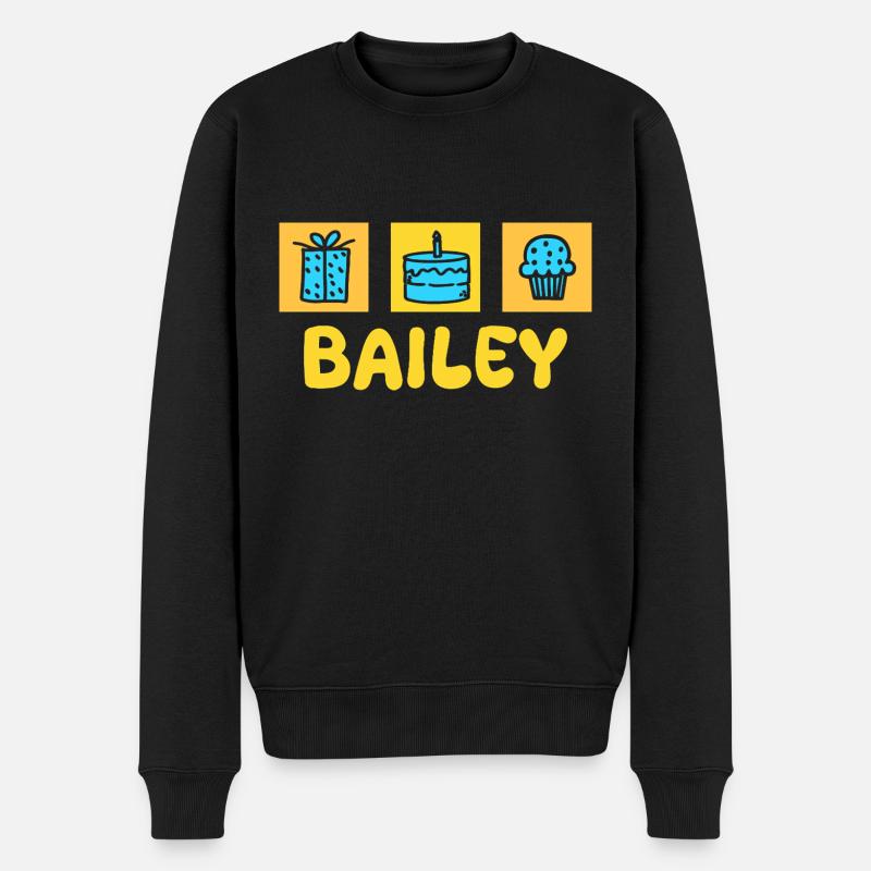 Vorname Bailey - Männer Premium Bio Pullover - Schwarz
