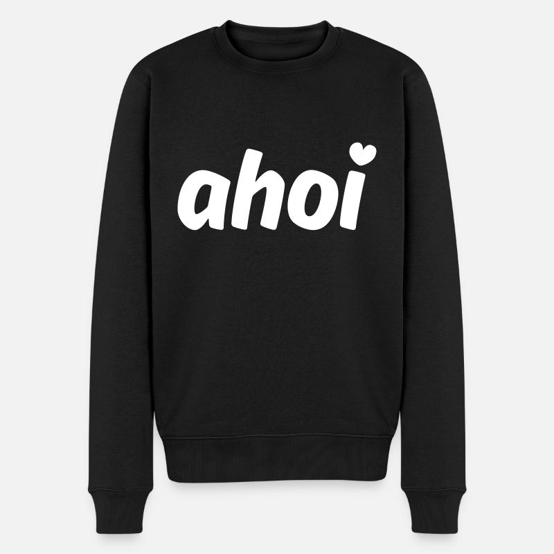 Ahoi Herz ahoy heart - Männer Premium Bio Pullover - Schwarz