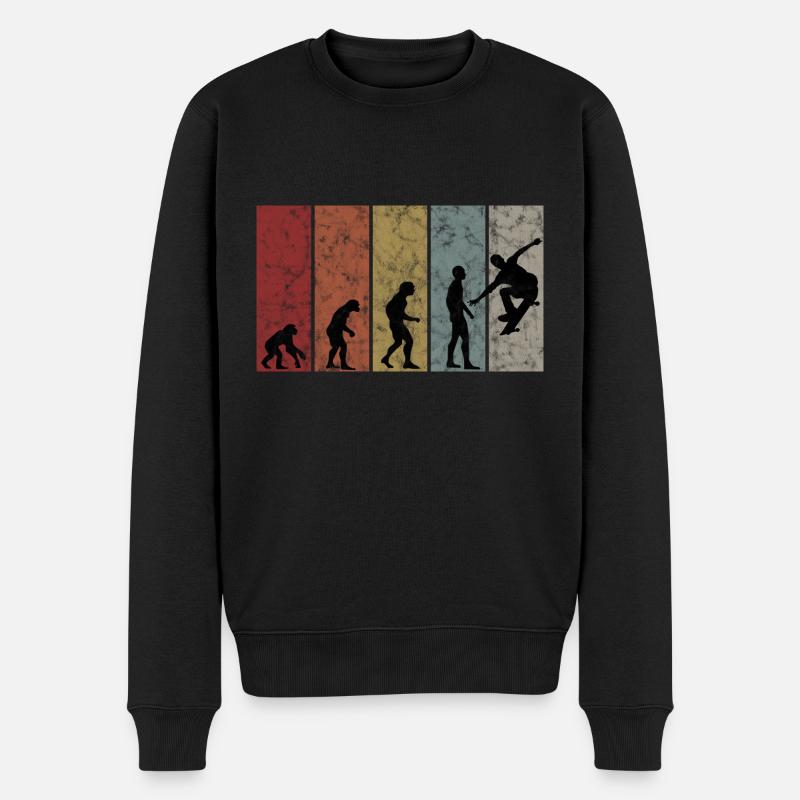 Skateboarder Skateboard Skater Skate Evolution - Männer Premium Bio Pullover - Schwarz