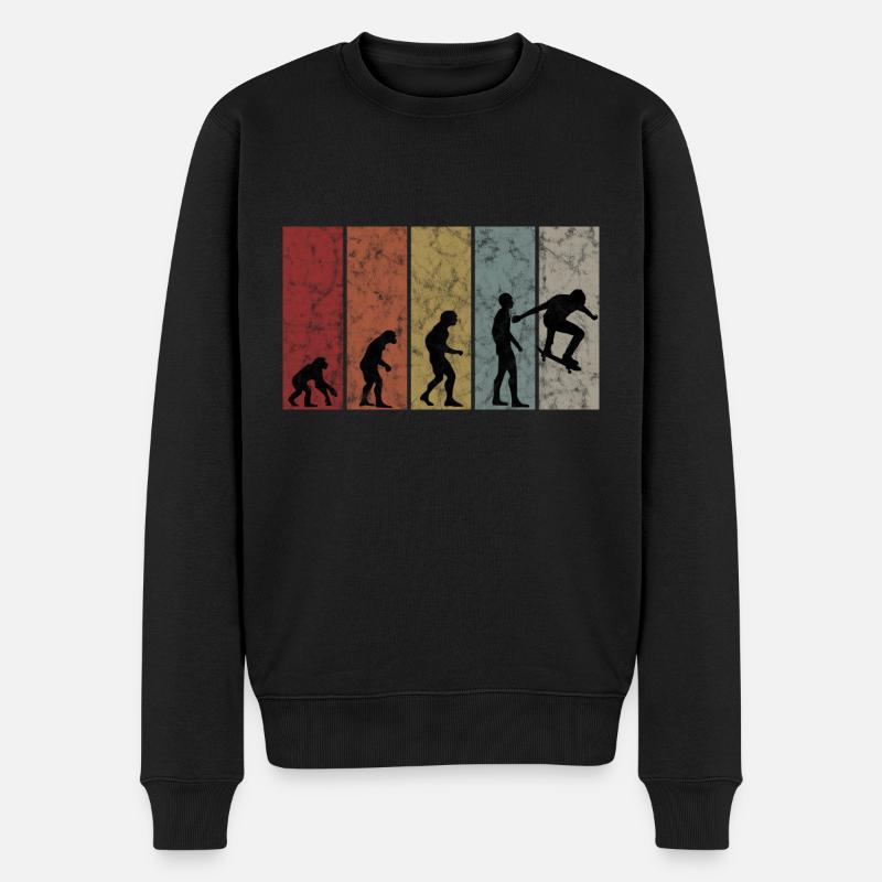 Skateboarder Skateboard Evolution Skate Skateing - Männer Premium Bio Pullover - Schwarz
