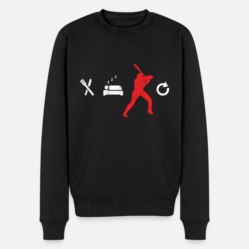 Baseball - Männer Premium Bio Pullover - Schwarz