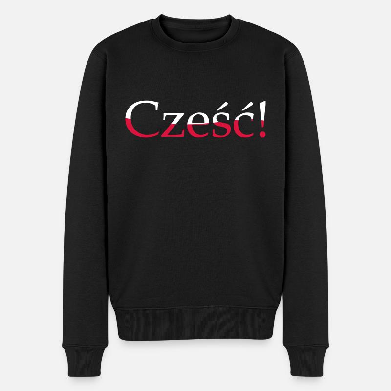 Cześć - Kolory flagi Polski Hi Pologne Drapeau Couleurs - Pull Premium bio Homme - noir