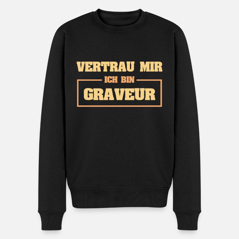 Lustig Graveur - Männer Premium Bio Pullover - Schwarz