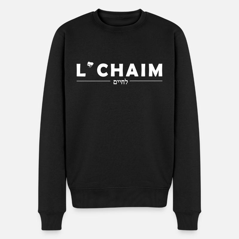 L`chaim, Auf das Leben - Männer Premium Bio Pullover - Schwarz