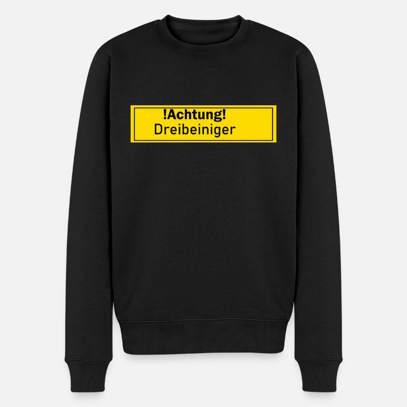 Dreibeiniger Achtungsschild Geschenk Geschenkidee - Männer Premium Bio Pullover - Schwarz