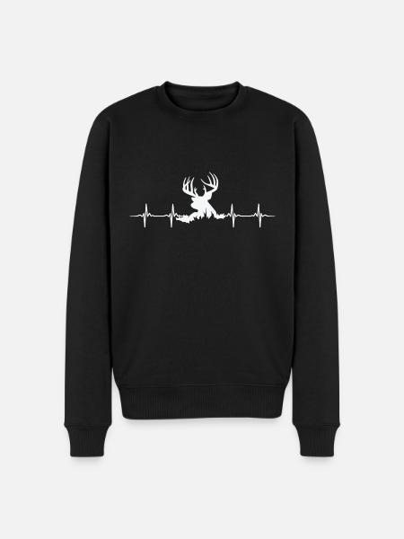Hunter Heartbeat Hunting Deer Hunting - Men's Premium Organic Jumper - black