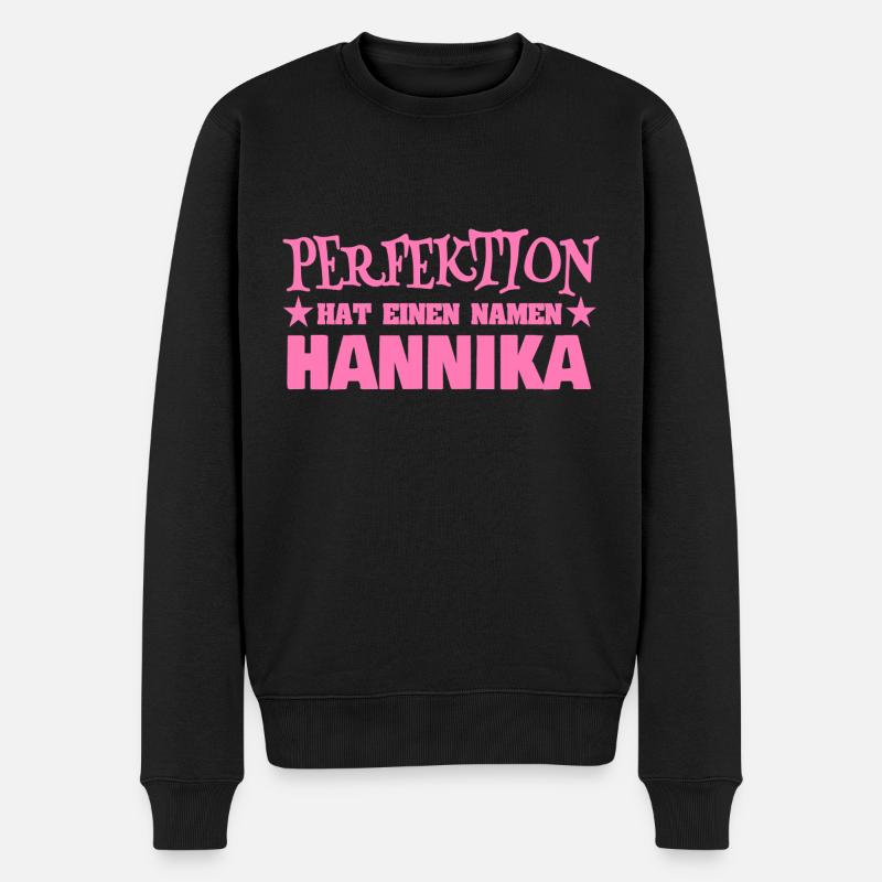 Frauenname Hannika - Männer Premium Bio Pullover - Schwarz