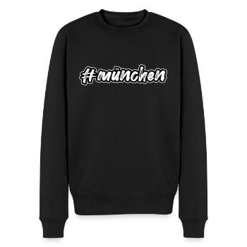 München, münchen, #münchen - Männer Premium Bio Pullover - Schwarz - Vorne - Nico (187cm)
