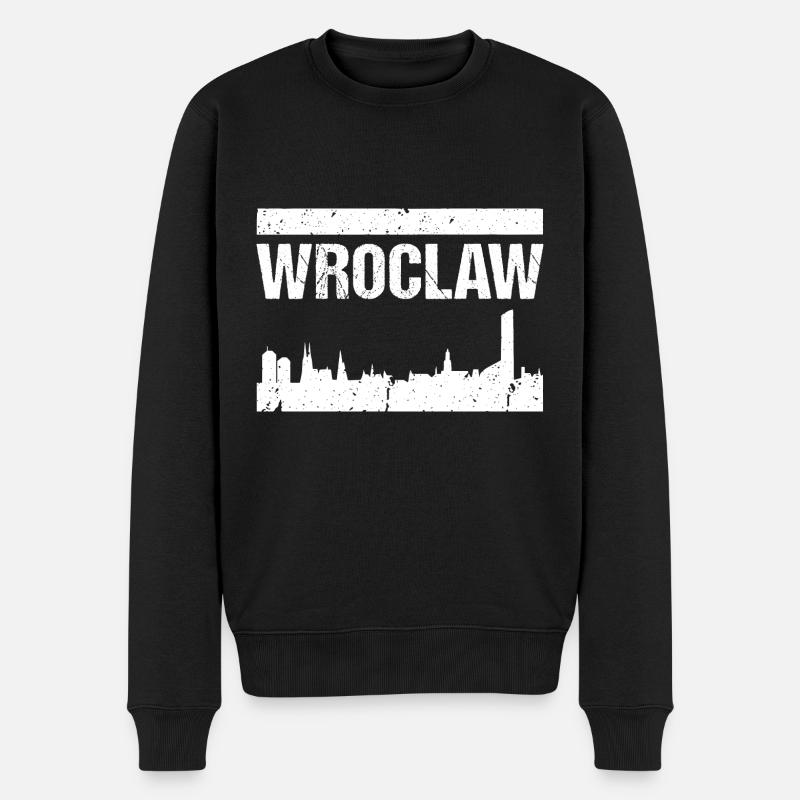 Wroclaw Skyline - Männer Premium Bio Pullover - Schwarz